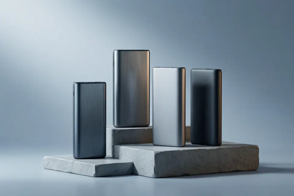 Een zorgvuldig opgestelde collectie verschillende powerbanks